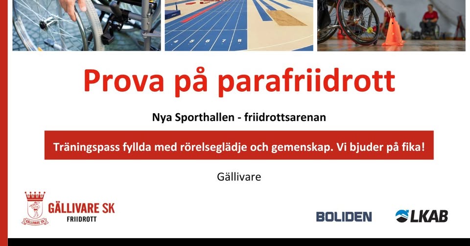 Prova på parafriidrott. Träningspass fyllda med rörelseglädje och gemenskap. Vi bjuder på fika!