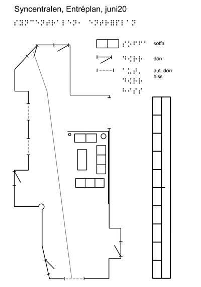 Taktil karta över entréhallen, Syncentralen Örebro.