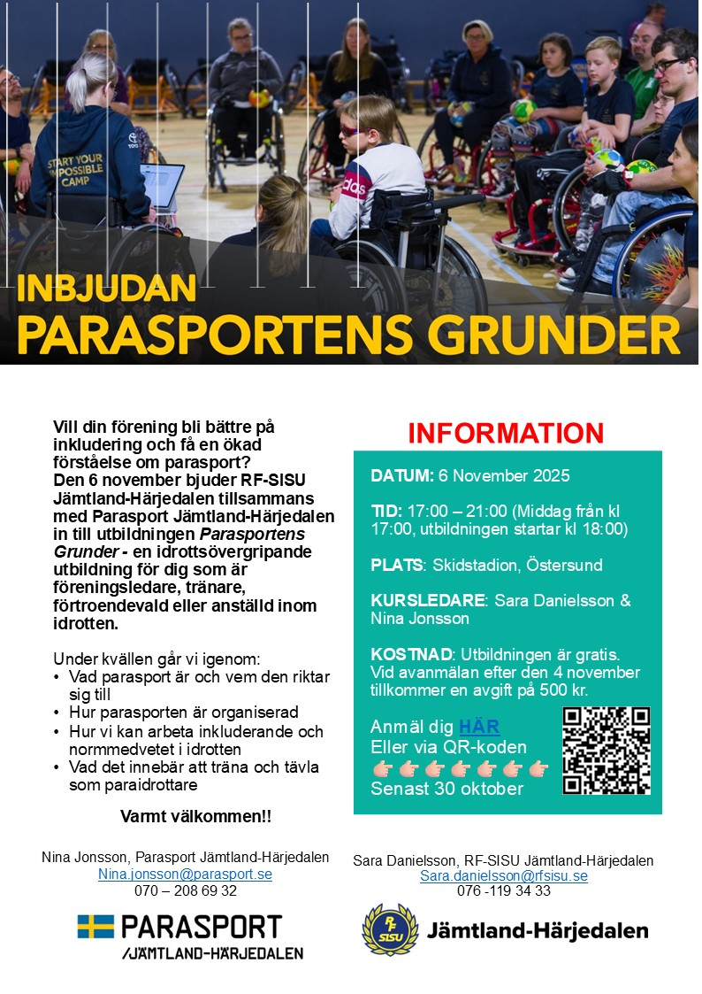 Inbjudan Parasportens Grunder, samma innehåll finns i *.pdf filen