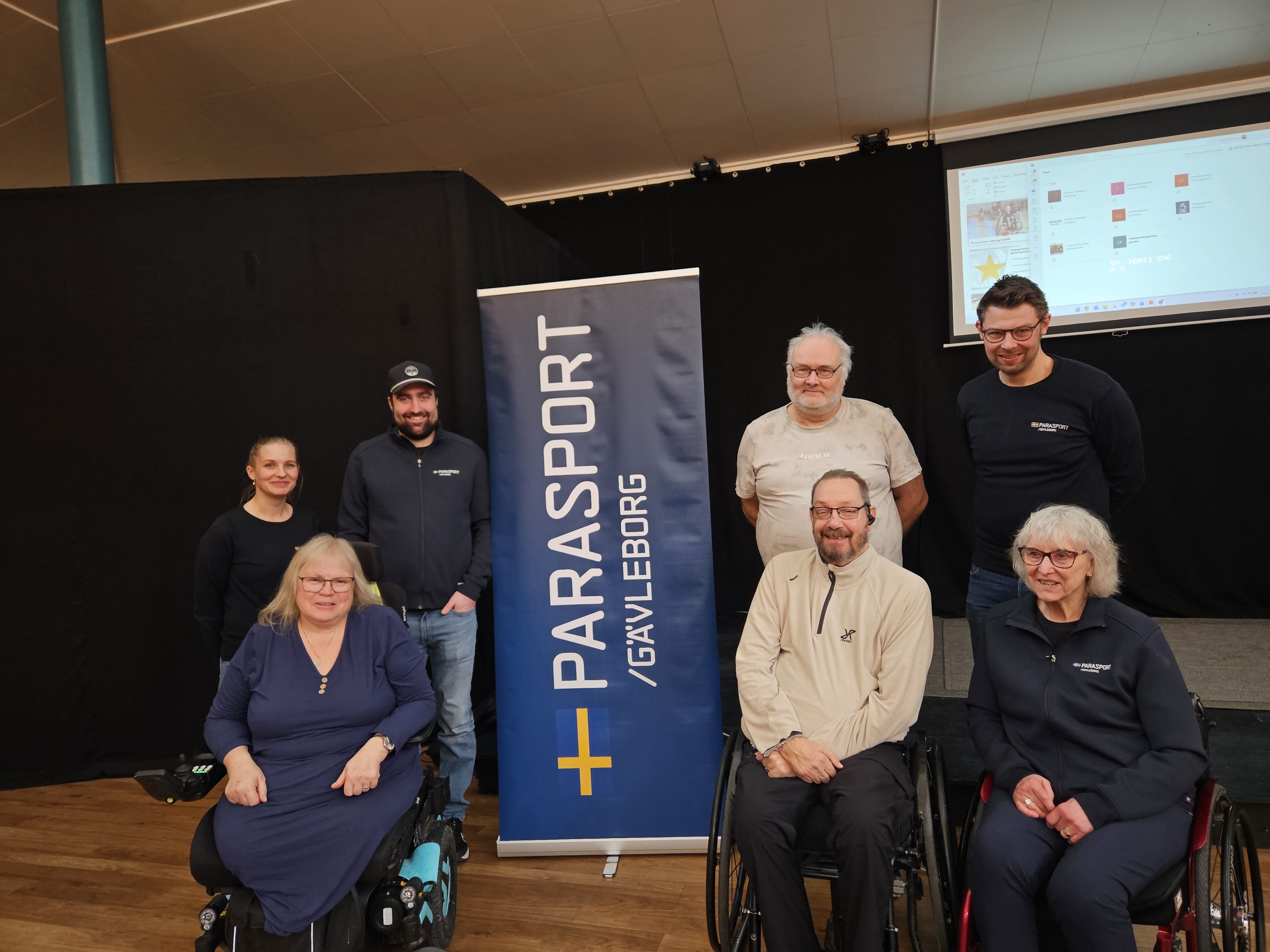 Främre raden från vänster:Therese Christiansson ordförande, Mats Sahlberg ersättare, Yvonne Cederholm Vice ordförande. Bakre raden från vänster: Elin Walfridsson, Idrottskonsulent , Linus Persson ersättare, Ulf Nordin ledamot, Emil Delin Idrottskonsulent. Saknas från styrelsen gör Andreas Heeger, ledamot samt Ulrika Krantz ledamot