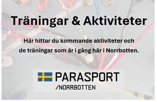 Träningar och aktiviteter. Bakgrund med innebandyklubbor.
