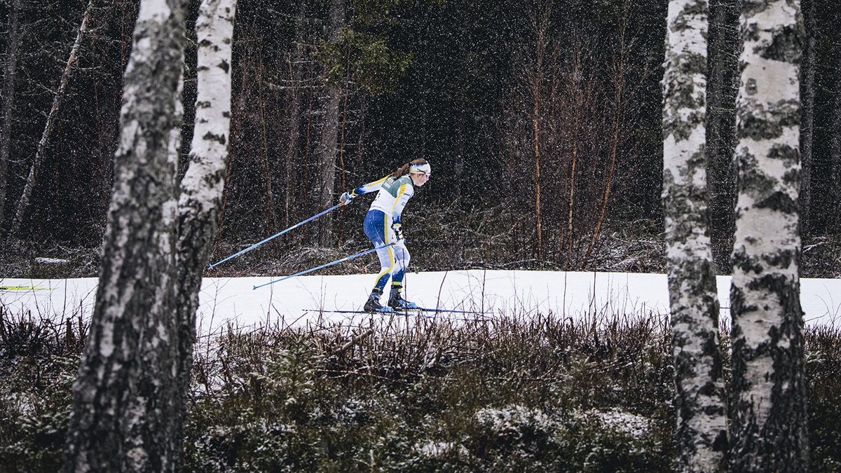 Landslagsåkaren Ellen Westerlund i skidspåret.