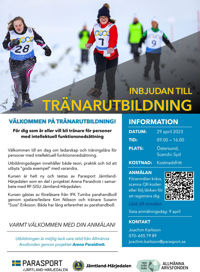 Inbjudan till Tränarutbildningen april 2023