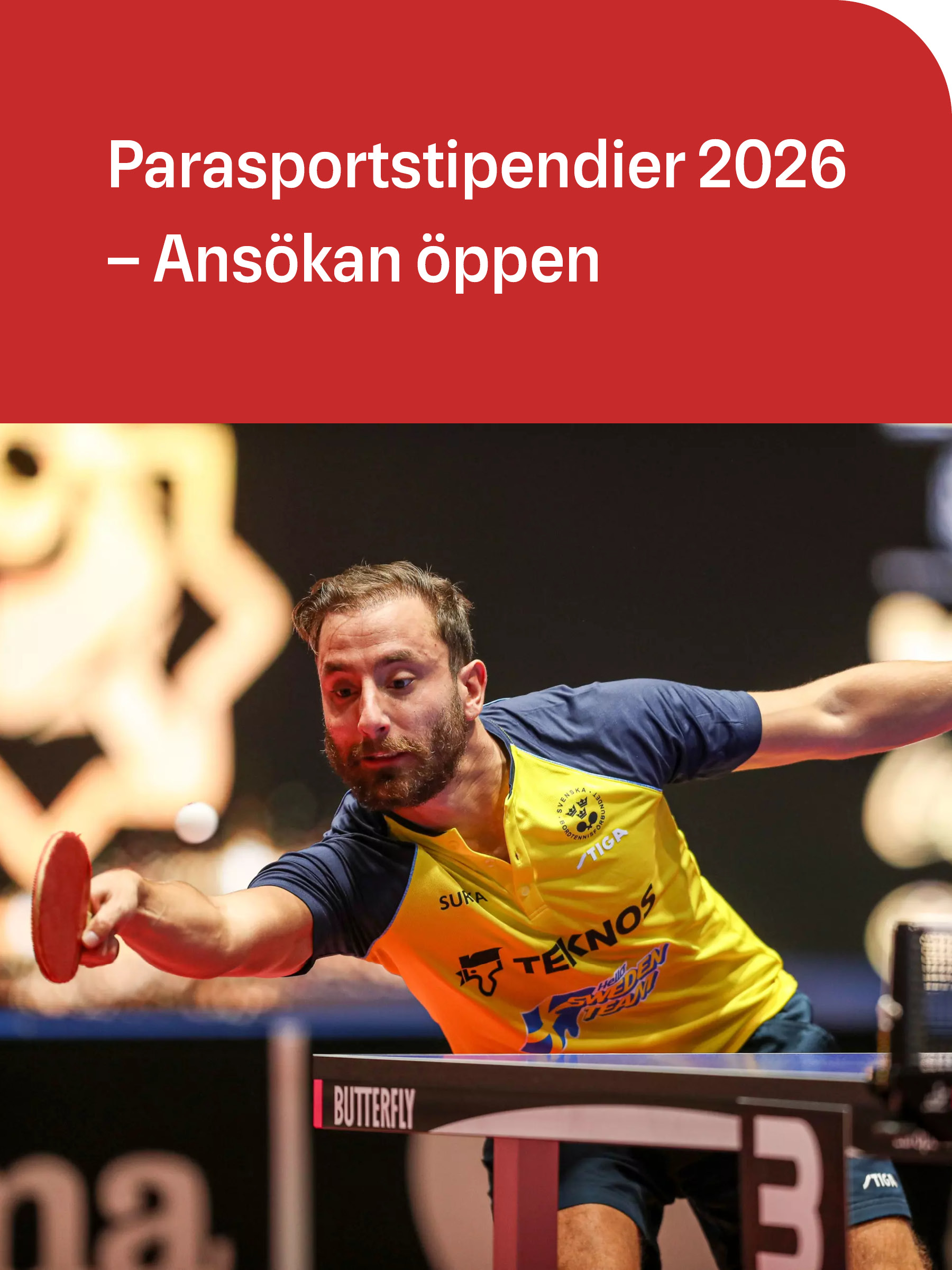 Utlysning av VGRs Parasportstipendium 2026 - Michael-Azulay-stipendiat-2025-spelar-parabordtennis