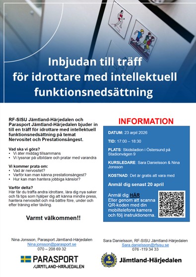 Inbjudan till träff för personer med intellektuellfunktionsnedsättning. Mestadels av texten finns ovanför.