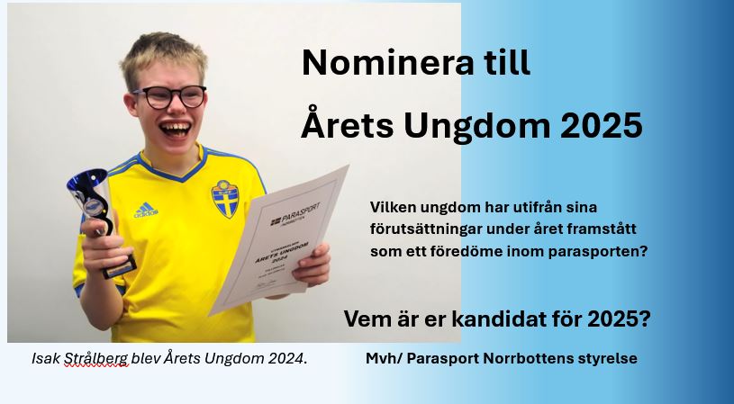 Isak Strålberg, årets ungdom 2025 visar lyckligt upp diplom och pokal