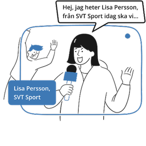 En person i en video som presenterar sig muntligt. Illustration.