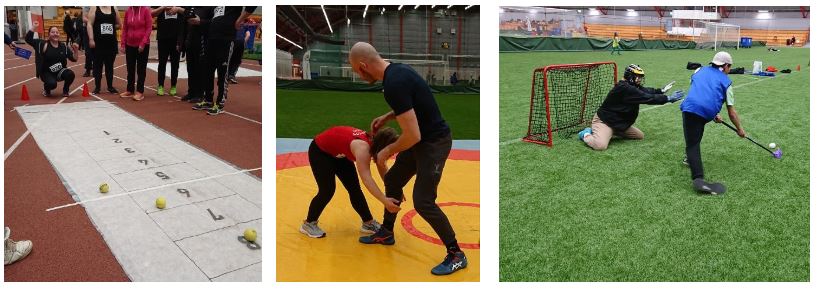 kula, brottning, innebandy