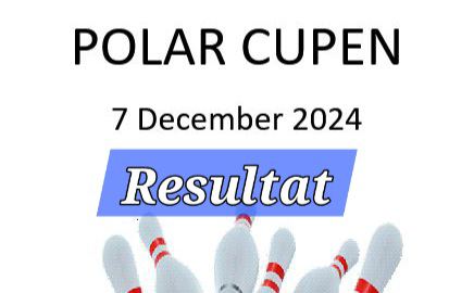 Bowlingkäglor och texten Polar Cupen 7 december 2024 Resultat