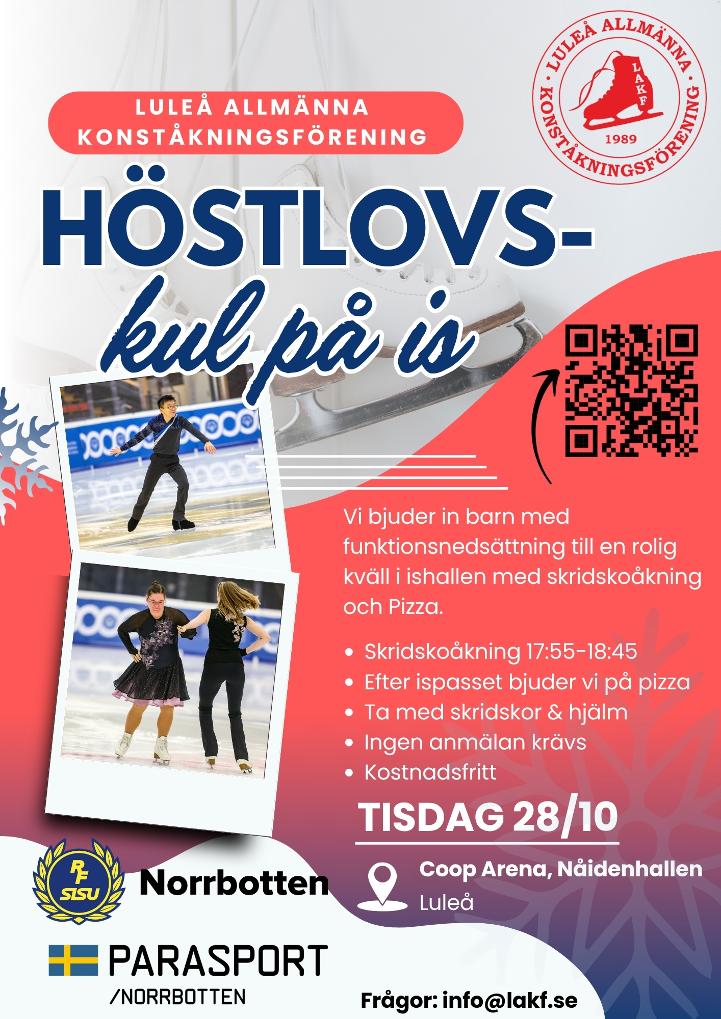 Inbjudan samt foton på skridskoåkare