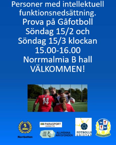 Info från inbjudan samt foto på några gåfotbolls-spelare