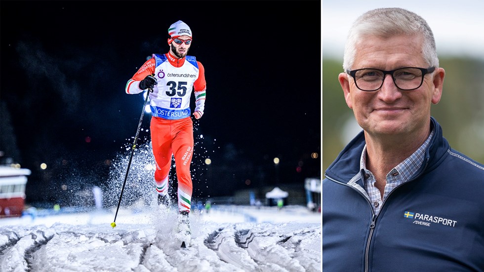 Montage. Skidåkare till vänster och Bo Sköld till höger.