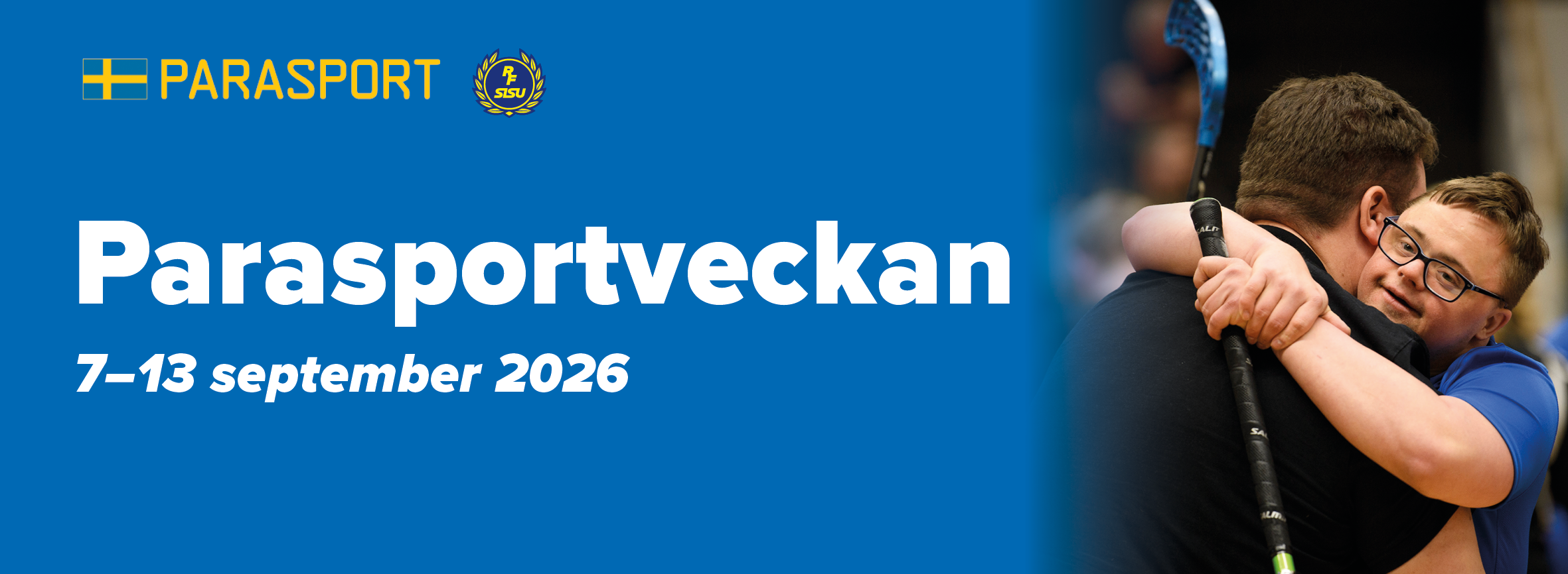 Parasportveckan i vitt text mot en blå bakgrund