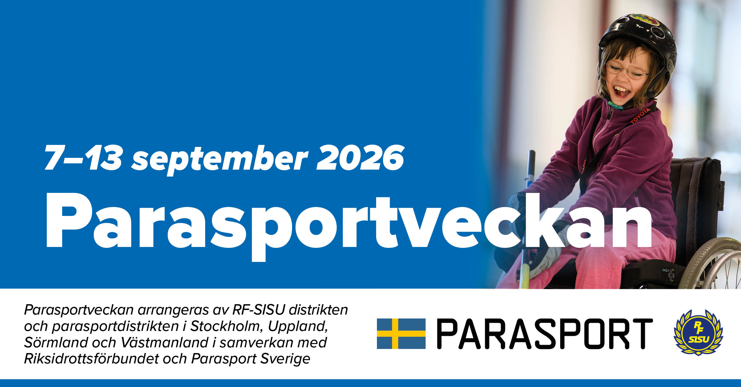 Parasportveckan i vitt text mot en blå bakgrund