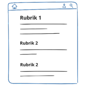 En webbplats med rubriker och text. Illustration.