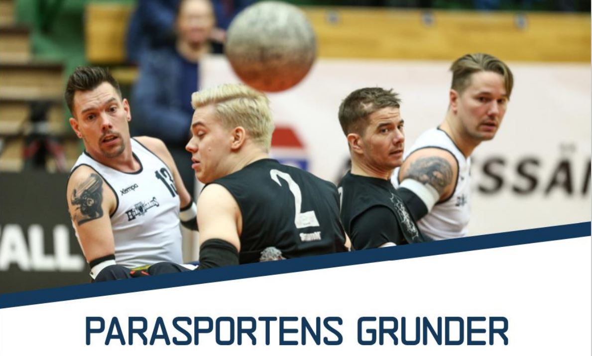 Parasportens Grunder samt foto på utövare av rullstolsrugby