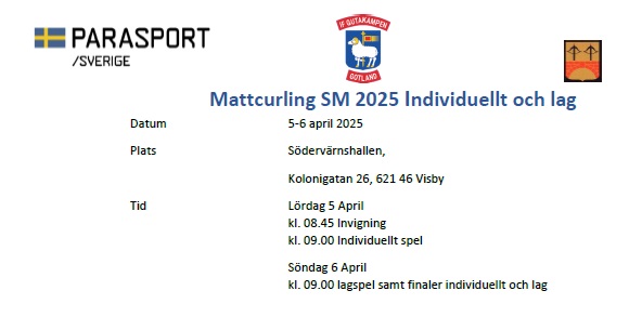 Utsnitt av inledning i inbjudan till SM i mattcurling 5-6 april 2025 i Visby