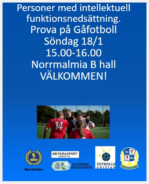 Foto på glada gåfotbollspelare som hejar på varandra. Samma info som i inlägget.