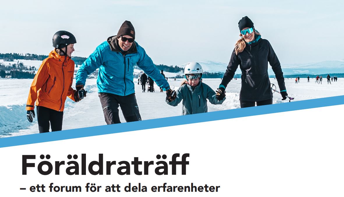 En vintersportande familj ute på isen