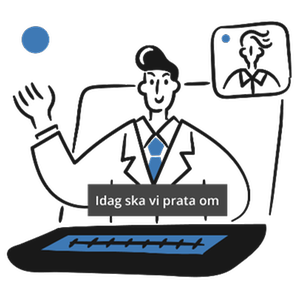 Ett onlinemöte med påslagna undertexter. Illustration.