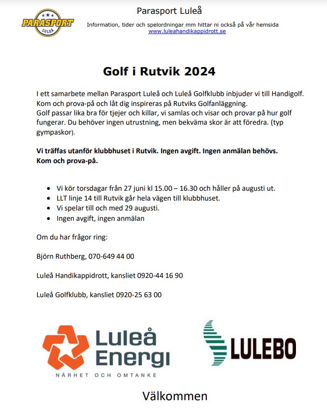 Affisch om Golf i Rutvik med samma info som i inlägget