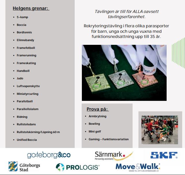 Skärmklipp från inbjudan sida 2 där du kan läsa om helgens alla grenar. Se inbjudan.