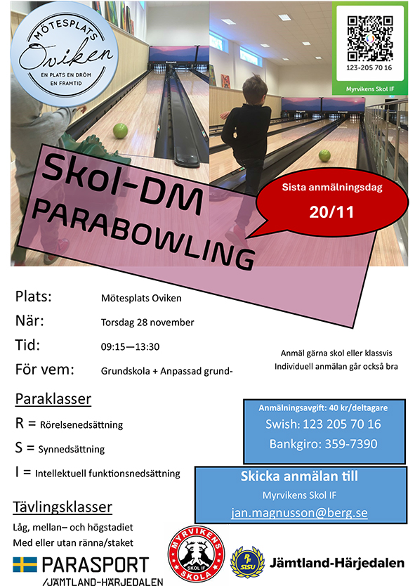 Inbjudan Skol DM i ParaBowling 2024