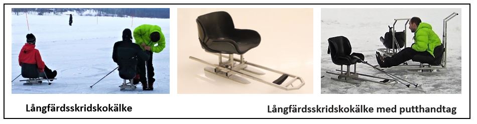 Långfärdsskridskokälke och långfärdsskridskokälke med putthandtag
