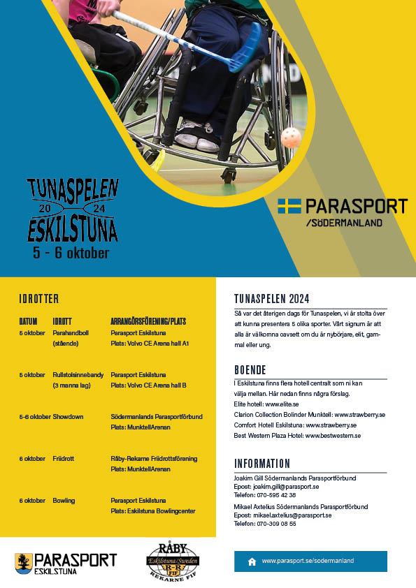 Information om vilka idrotter som är med på Tunaspelen!
