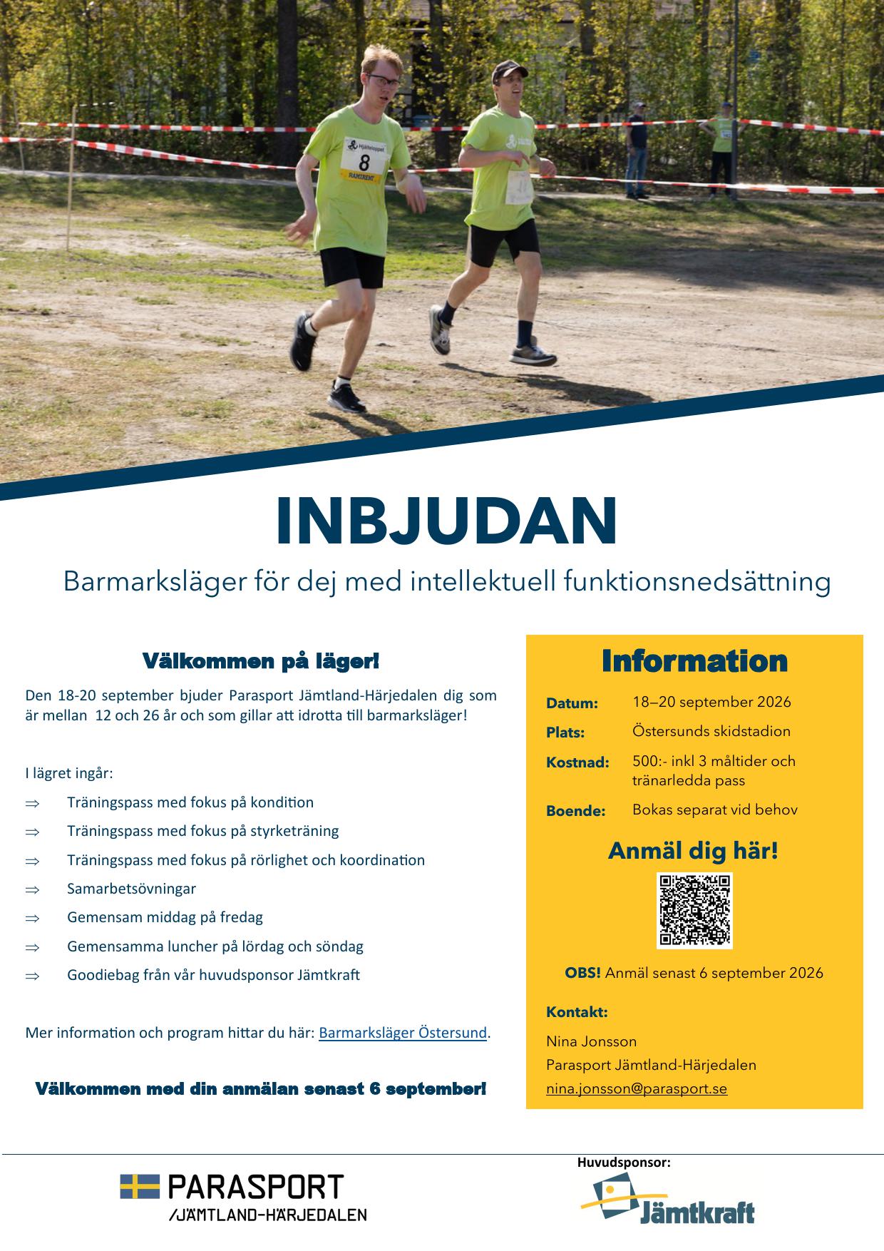 Inbjudan till Barmarkslägret 2026 i Östersund
