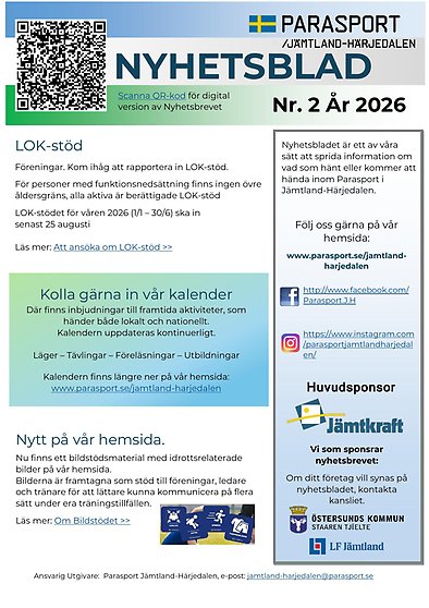 Första sidan av Nyhetsblad nr.2 år 2026